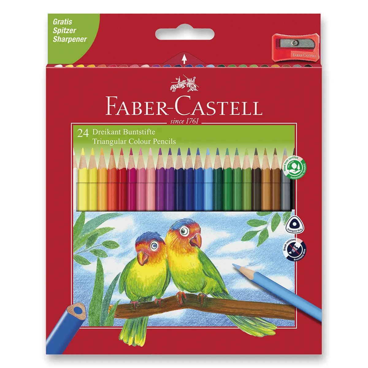 Faber-Castell - trojhranné pastelky - 24 barev + ořezávátko