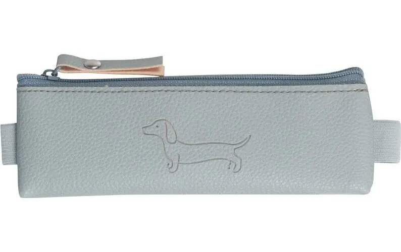 Penál etue mini s gumou na diář  Sausage Dog light gray
