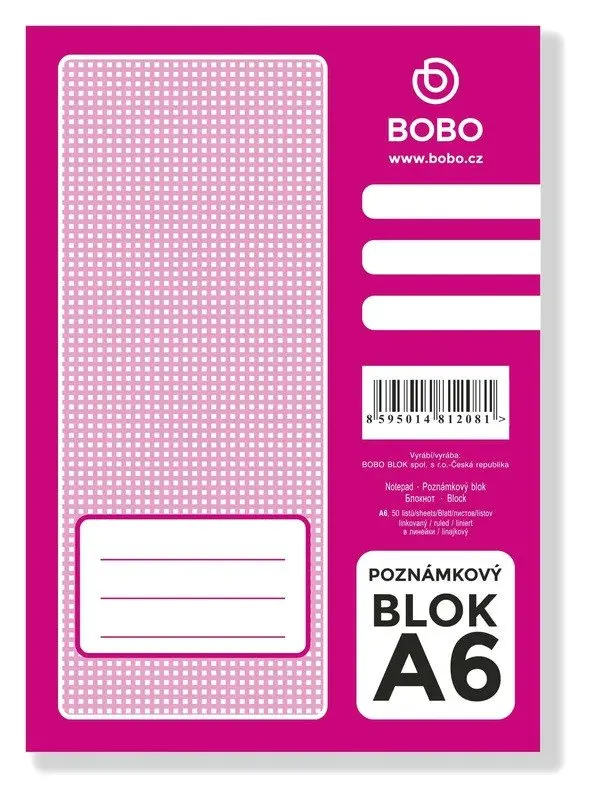 Poznámkový blok A6, linka, 50 listů