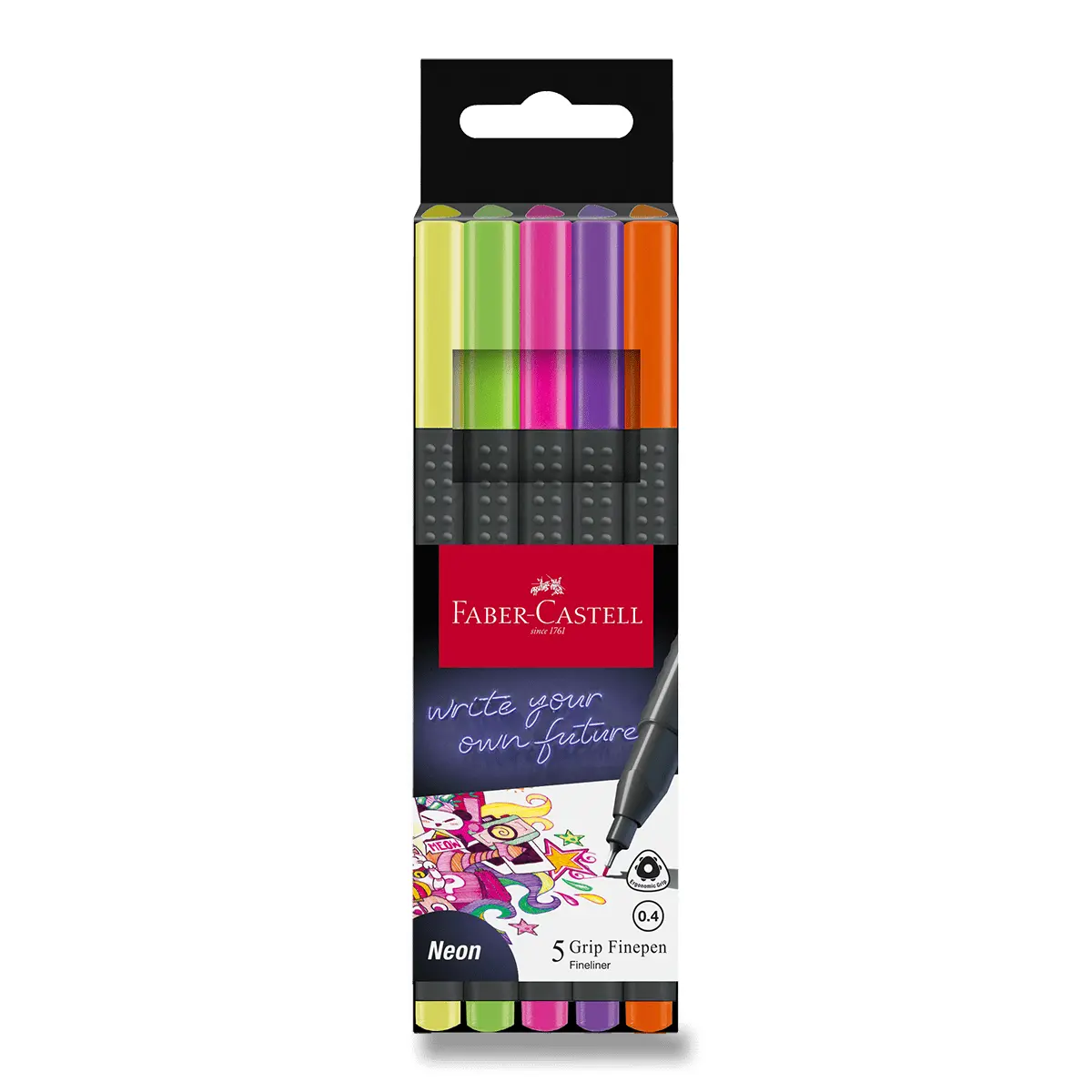 Fineliner Faber-Castell Grip - 5 barev, neon