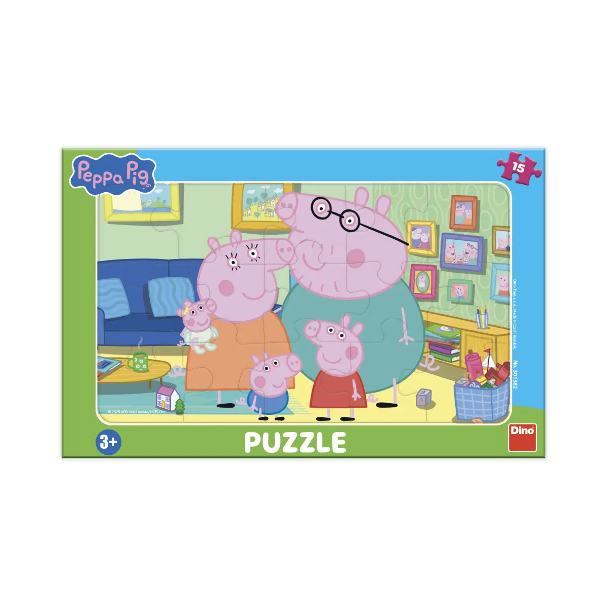 Puzzle Peppa v obývacím pokoji 15 dílků deskové - Dino
