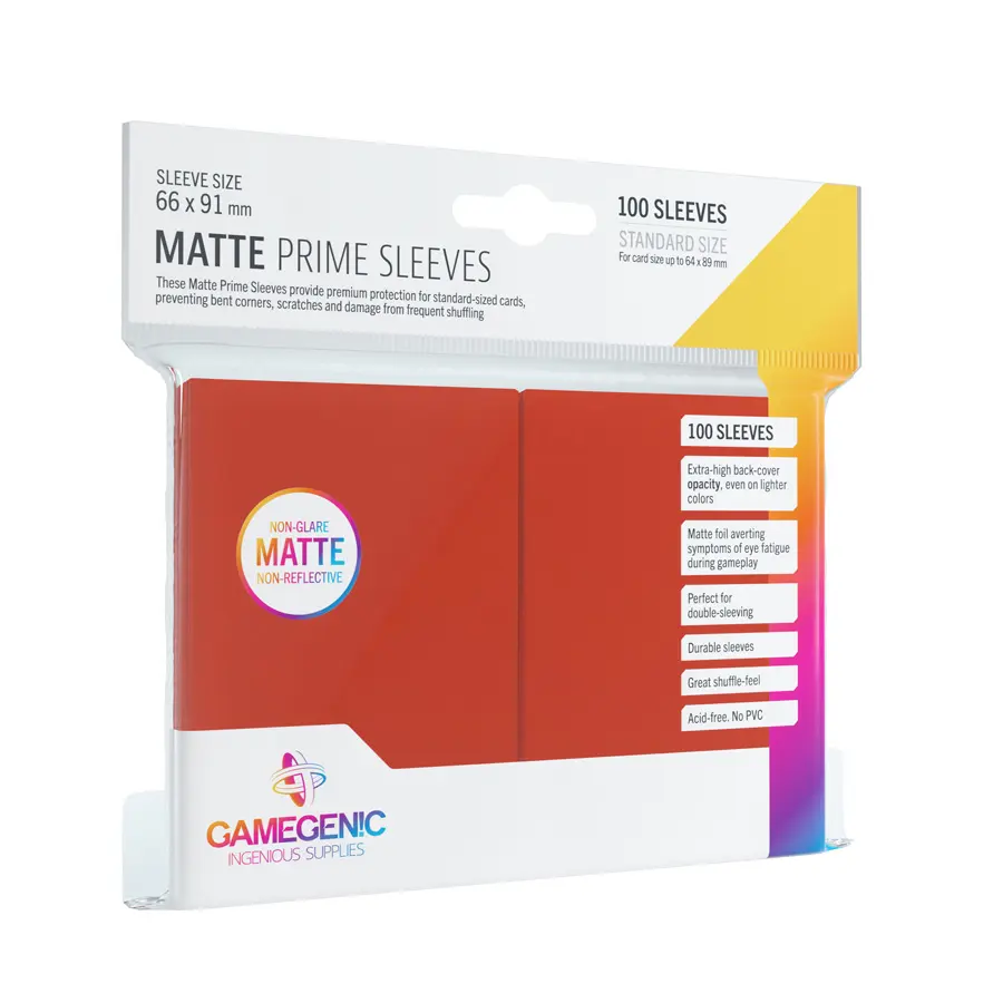 Matné obaly na karty PRIME – červené (100 ks) 66x91 mm