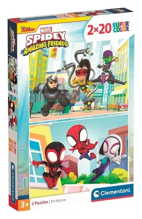 Puzzle Supercolor Spidey a jeho úžasní přátelé 2x20 dílků - Clementoni