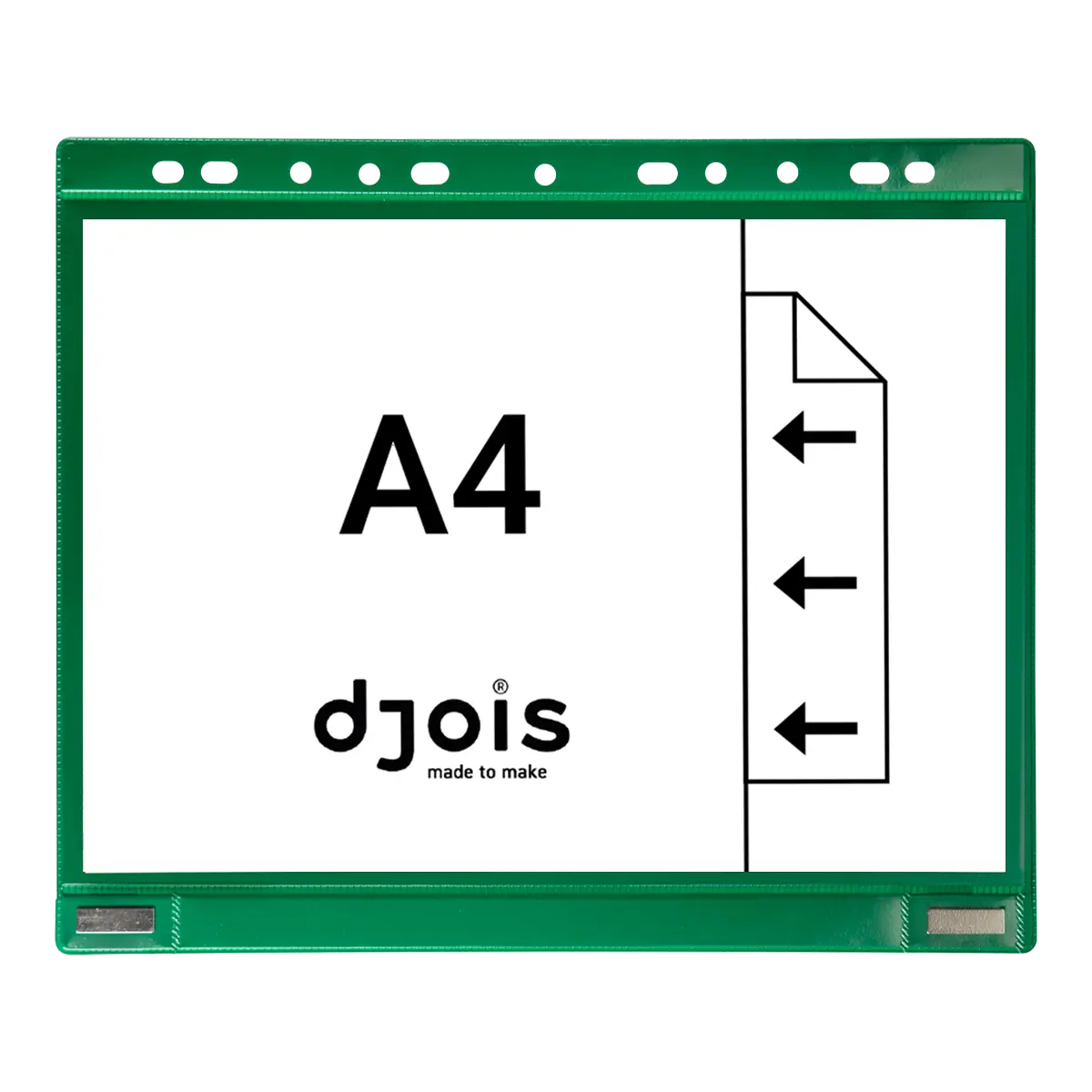 djois kapsy na dokumenty s euroděrováním a magnetem, A4, zelená, 5 ks