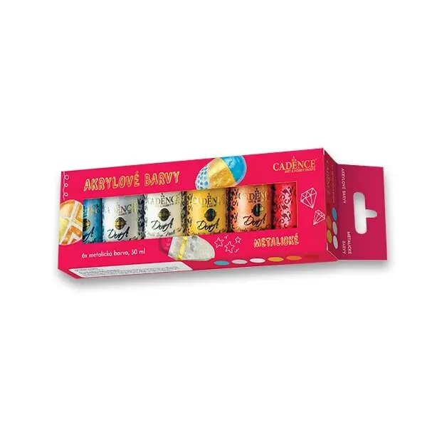 Cadence Akrylové barvy Cadence, sada 6 ks, 30 ml - metalické