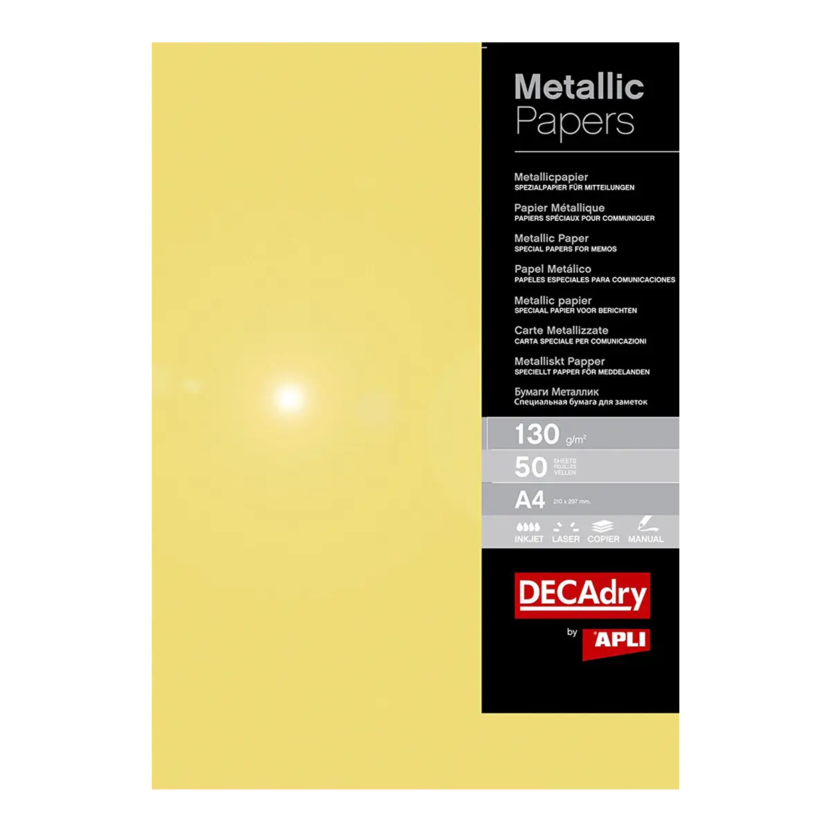 APLI papír metalický, A4, 130 g, zlatý