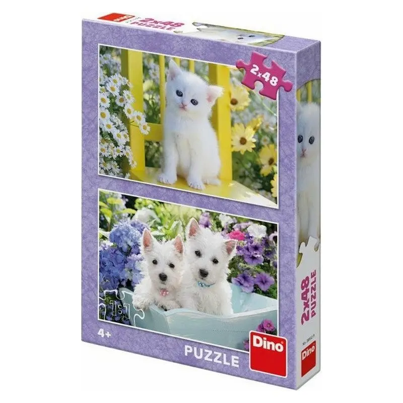 Puzzle Koťátko a Westíci / 2x48 dílků - Dino