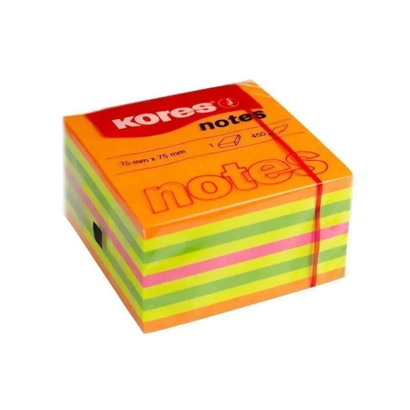 Kores Samolepicí bloček CUBO 75 × 75 mm - neonové barvy