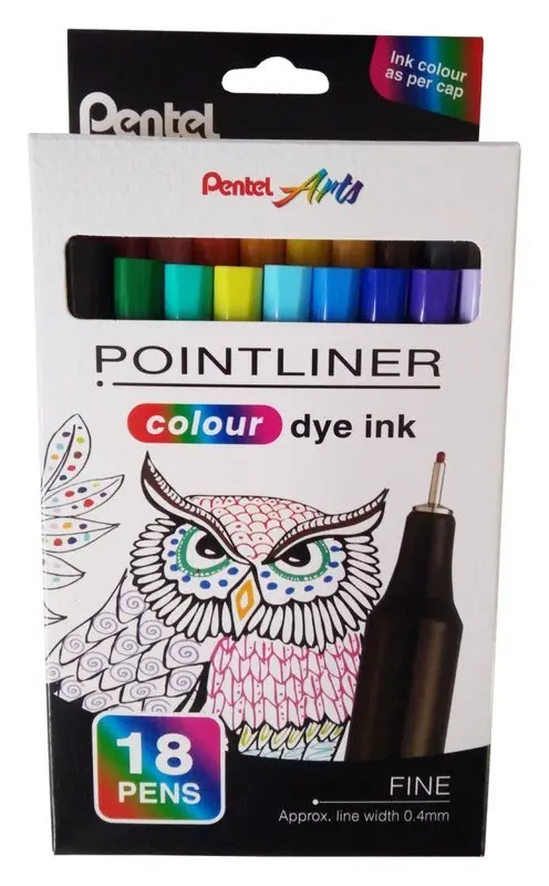 Liner Pentel Pointliner 0.4mm sada 12+6ks