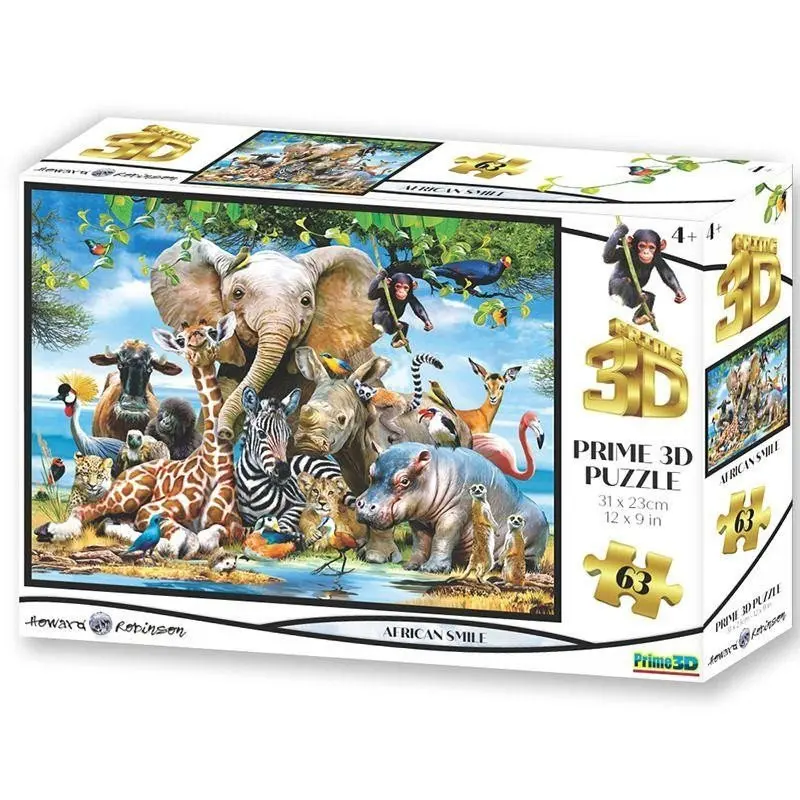 HM Studio Puzzle 3D Afrika úsměv 63 dílků