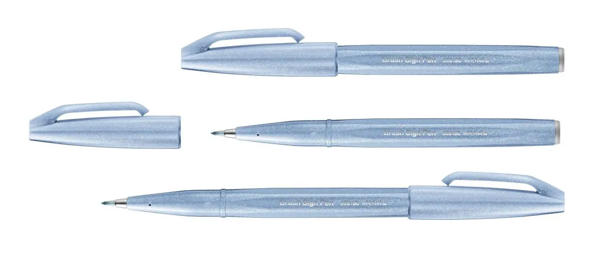Pentel Štětečkové pero SES15C-F3X - šedá modrá