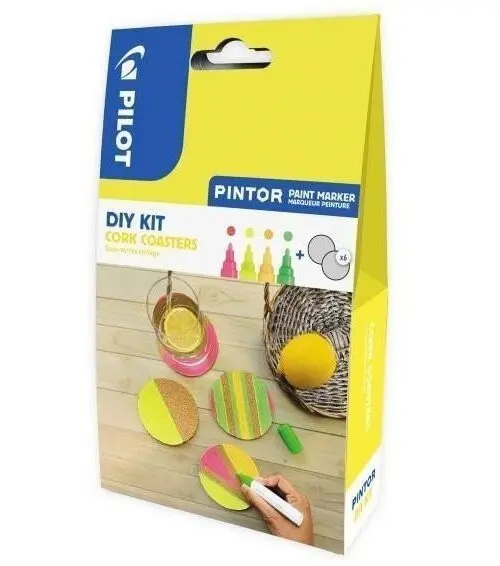 PILOT Pintor Medium Kreativní sada akrylových popisovačů 1,5-2,2mm - 4 ks + korkové podlož