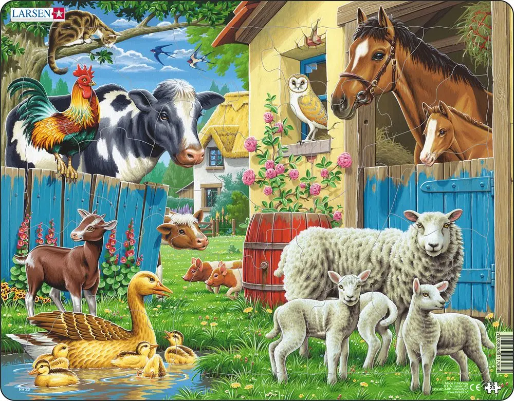 Puzzle Zvířata na farmě 25 dílků - Kohoutová plyš