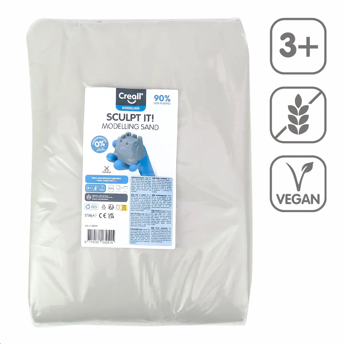 Creall modelovací písek Sculpt it!, 1750 g, náhradní náplň, přírodní