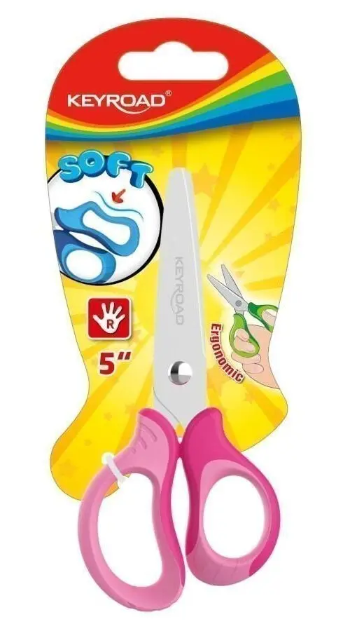 Dětské nůžky KEYROAD Soft - 12,5cm, blistr, růžové 207042