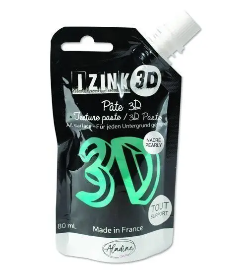 Reliéfní pasta 3D IZINK - topaz, perleťová tyrkysová, 80 ml