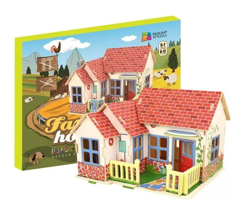 NiXiM Dřevěné 3D puzzle - Dům na farmě
