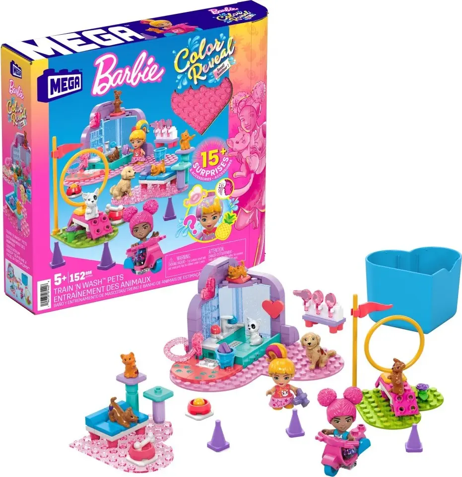 Mega construx Barbie color reveal trénuj a pečuj o mazlíčky - Mattel