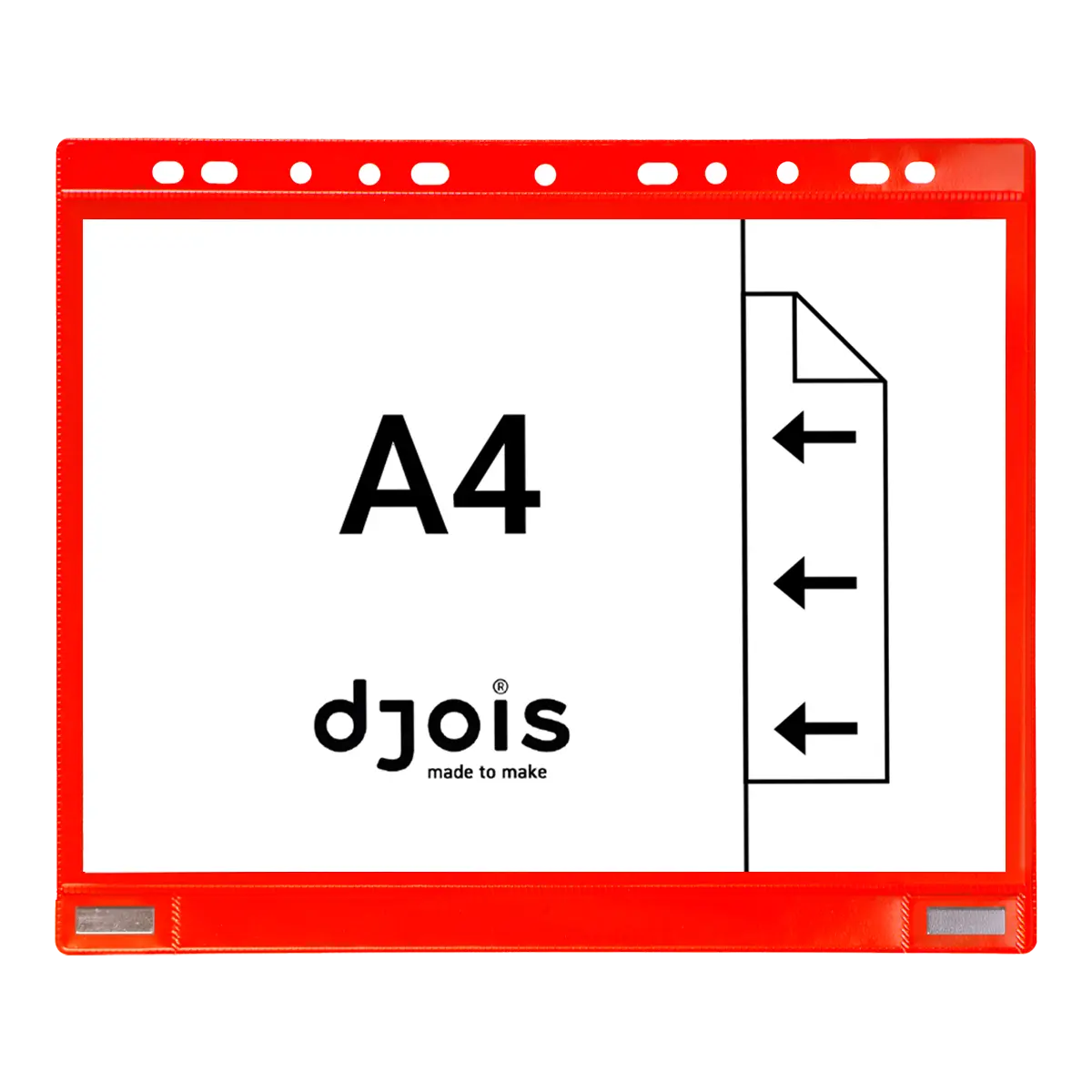 djois kapsy na dokumenty s euroděrováním a magnetem, A4, červená, 5 ks