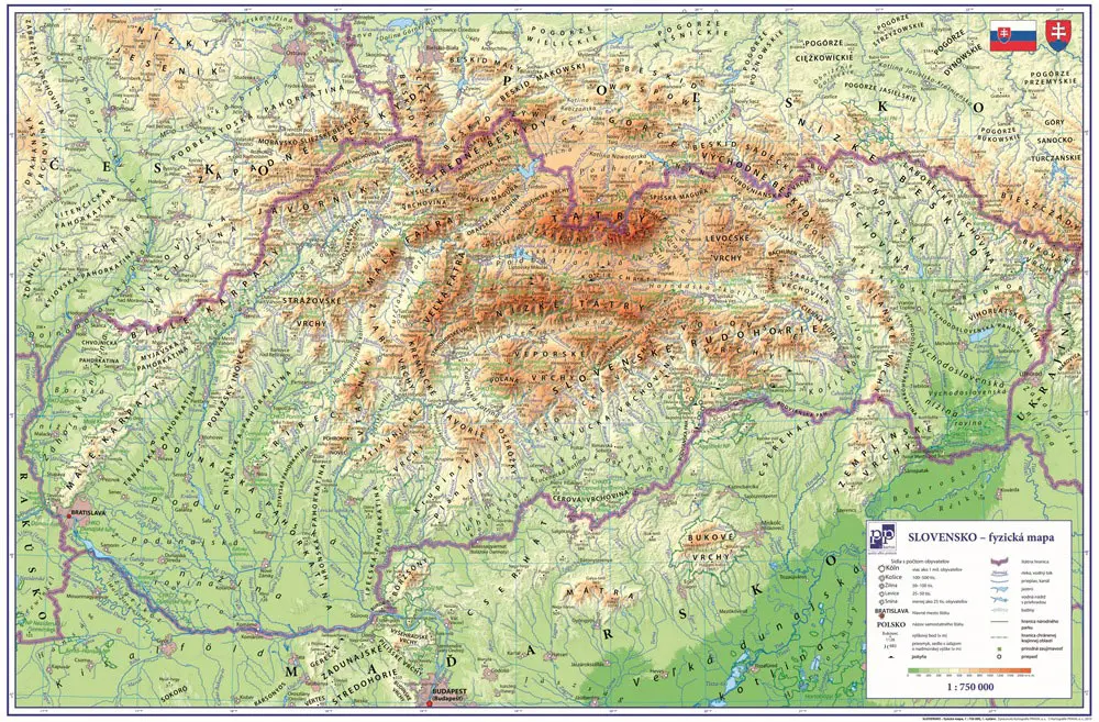 Mapa Slovenské republiky - podložka na stůl - 60 x 40 cm