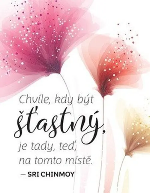 Magnet na lednici - Chvíle, kdy být šťastný, jen tady a teď, na tomto místě - Sri Chinmoy