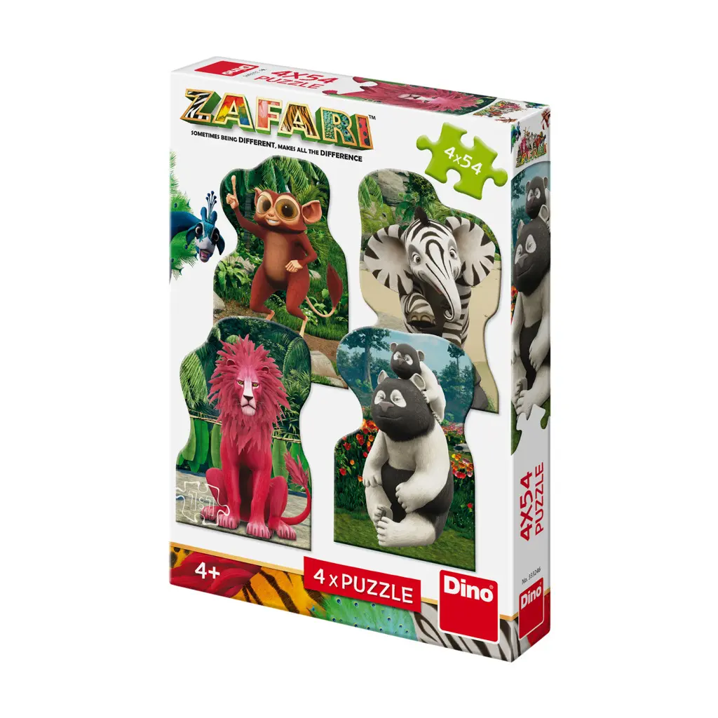 Puzzle Zafari: Zoomba a kamarádi 4x54 dílků - Deltim