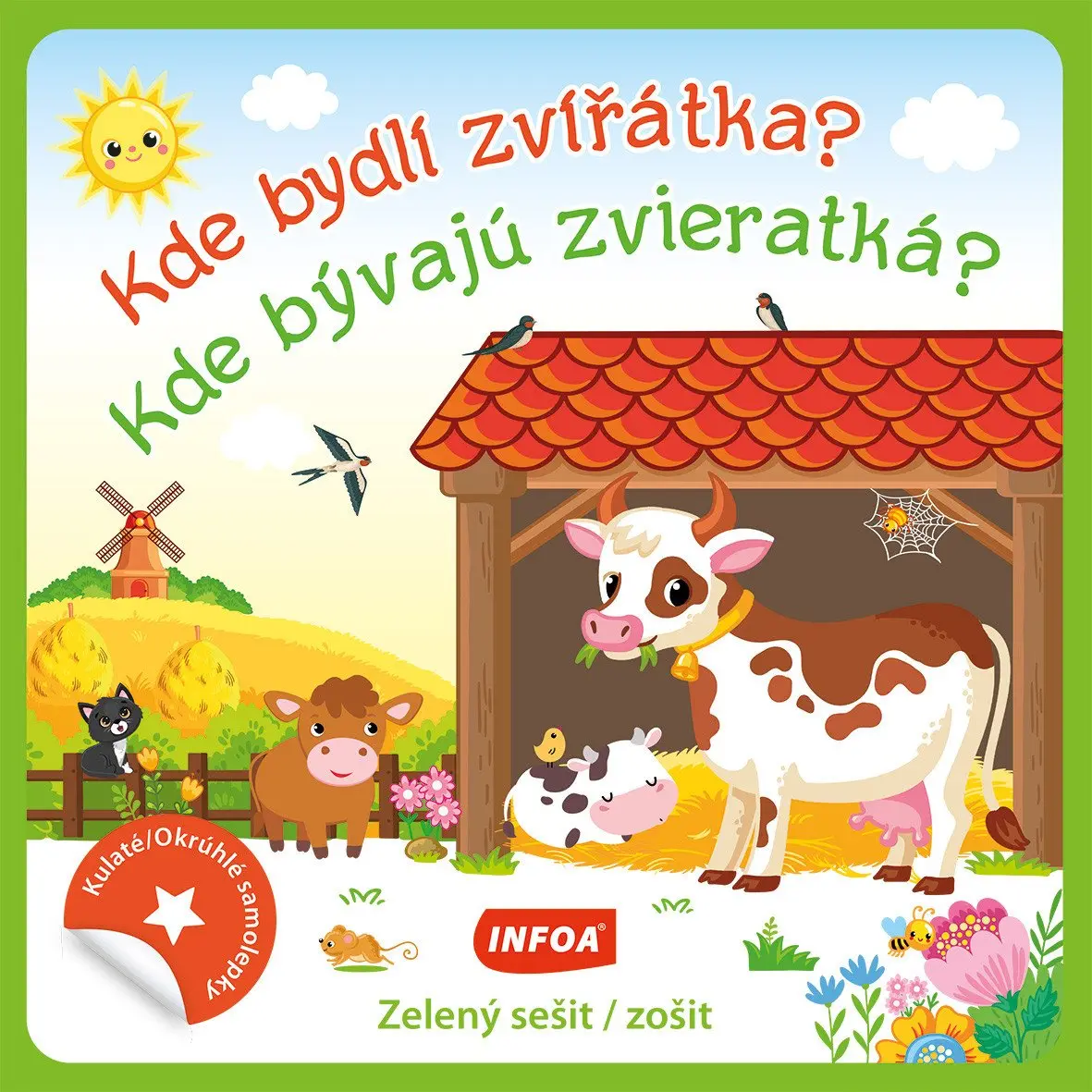 Kulaté samolepky Kde bydlí zvířátka? / Kde bývajú zvieratká? - zelený sešit /zošit