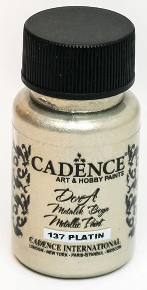 Metalická akrylová barva Cadence Dora Metalic - platinová / 50 ml