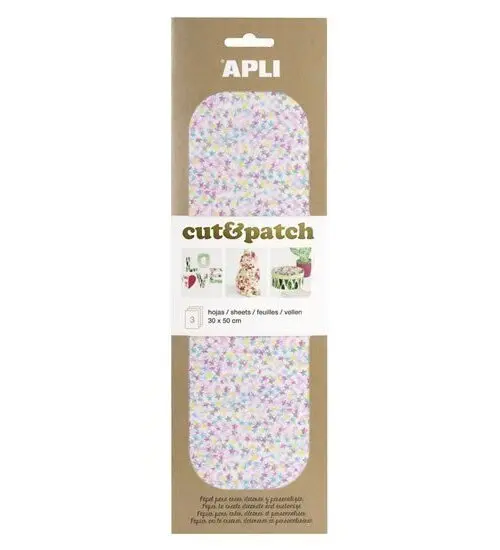 APLI Cut&Patch papír 30 x 50 cm - Hvězdičky lesklé 3 ks