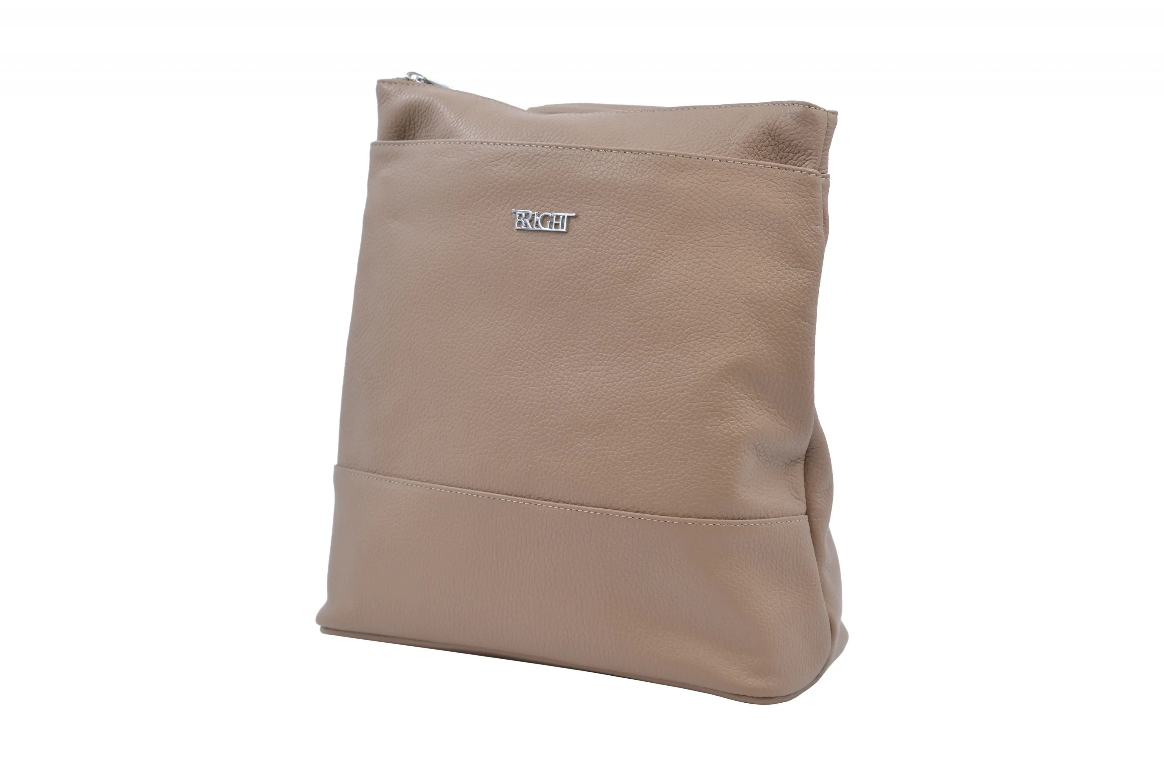 BRIGHT Dámský kožený kabelko/batoh Taupe, 29 x 13 x 31 (XBR24-LN4147-18DOL)