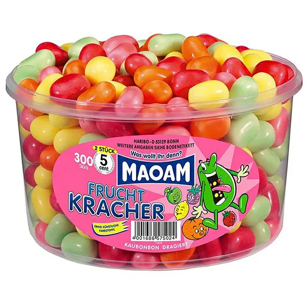 Haribo Maoam Frucht Kracher - Žvýkací bonbony 1200g (dóza 265ks)