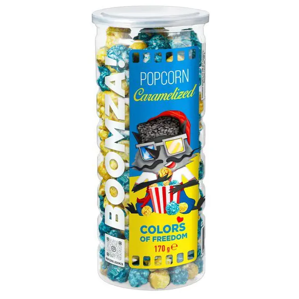 Popcorn Boomza karamelizovaný s příchutí višní"Colors of Freedom"170g tuba