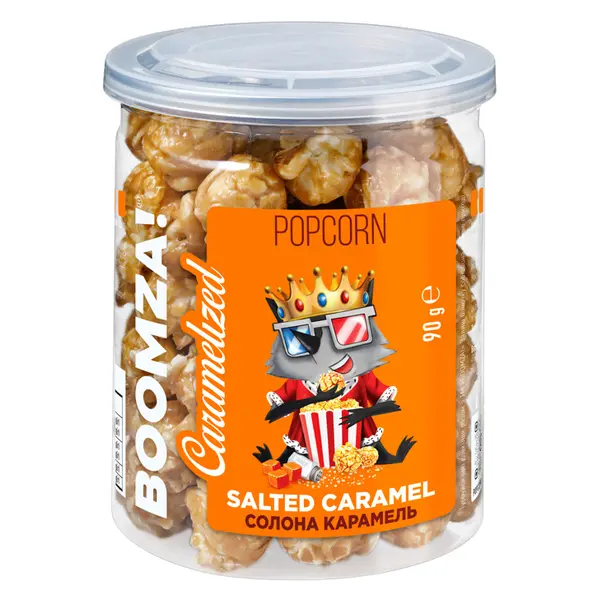 Popcorn Boomza karamelizovaný s příchutí "Salted caramel" 90g tuba