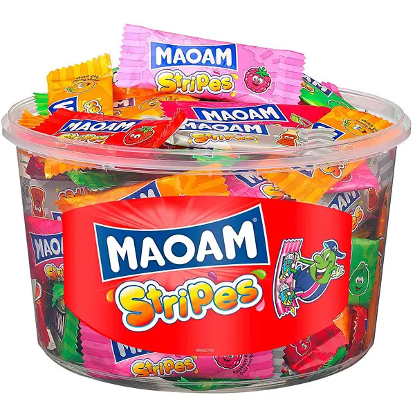 Haribo Maoam Stripes - Žvýkací bonbony 700g (dóza 100ks)