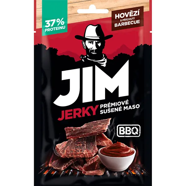 Jim Jerky Prémiové sušené maso hovězí s příchutí barbecue 23 g