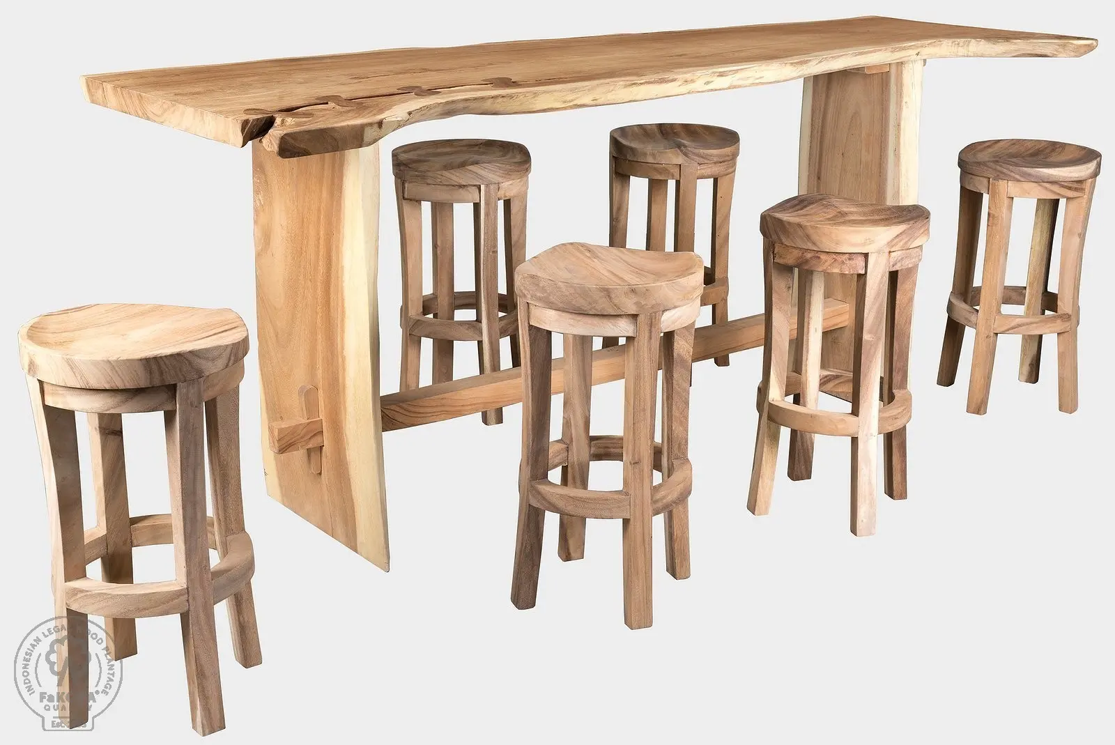 FaKOPA s. r. o. TRUNK BAR - dřevěný bar ze suaru 277 x 80 cm + 4 židle