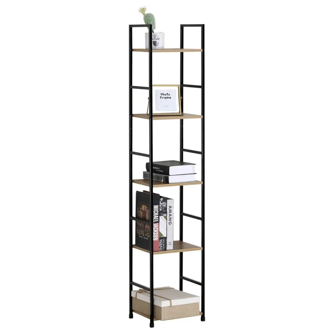 Autronic Regál, mdf, hnědá, GD-215 OAK REGÁL -  5-policový, odlehčený - v dekore dub - šírka 29,2 cm, GD-215 OAK