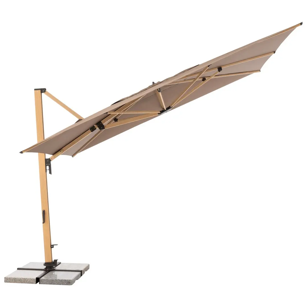 Doppler ALU WOOD XL 400 x 300 cm - výkyvný zahradní slunečník s boční tyčí