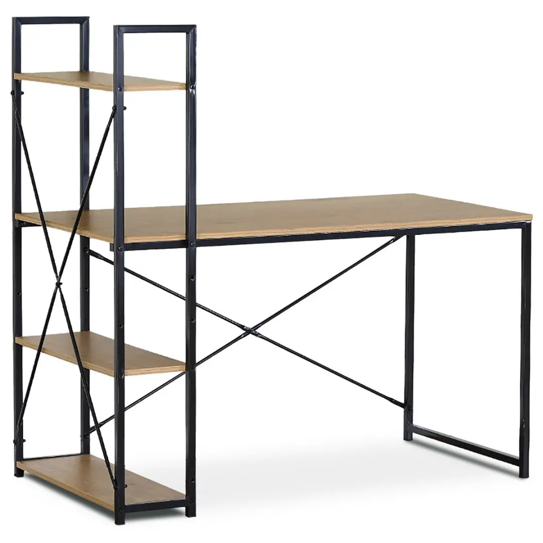 Autronic Pracovní stůl 120x60cm, mdf, dub, GD-520 OAK PSACÍ STŮL s regálem - v dekoru dub, GD-520 OAK