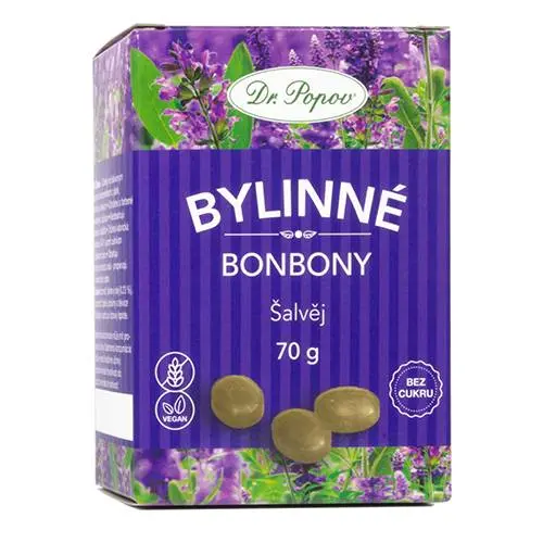 Dr. Popov Bonbony Šalvěj, 70 g - min. trvanlivost do 31.12.2025