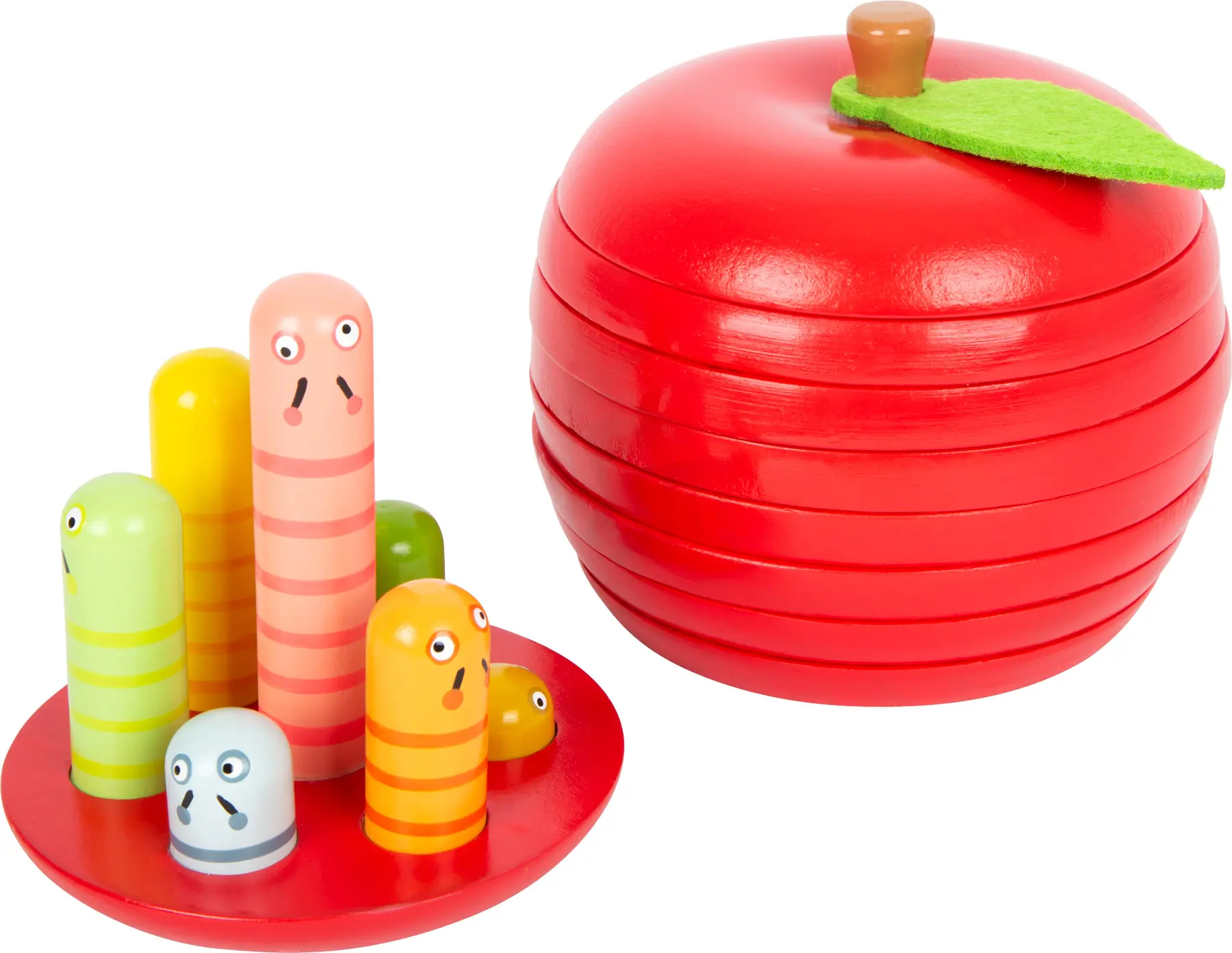 Skládačka - Nasazování na tyč, Jablko s červíky (Small foot)