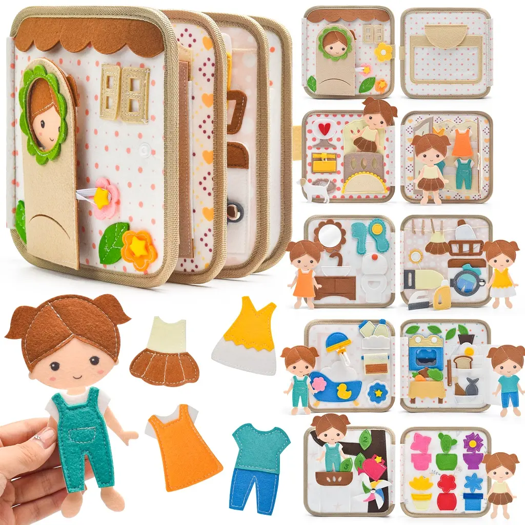 2Kids Toys Senzorická busy kniha - Domeček s panenkou