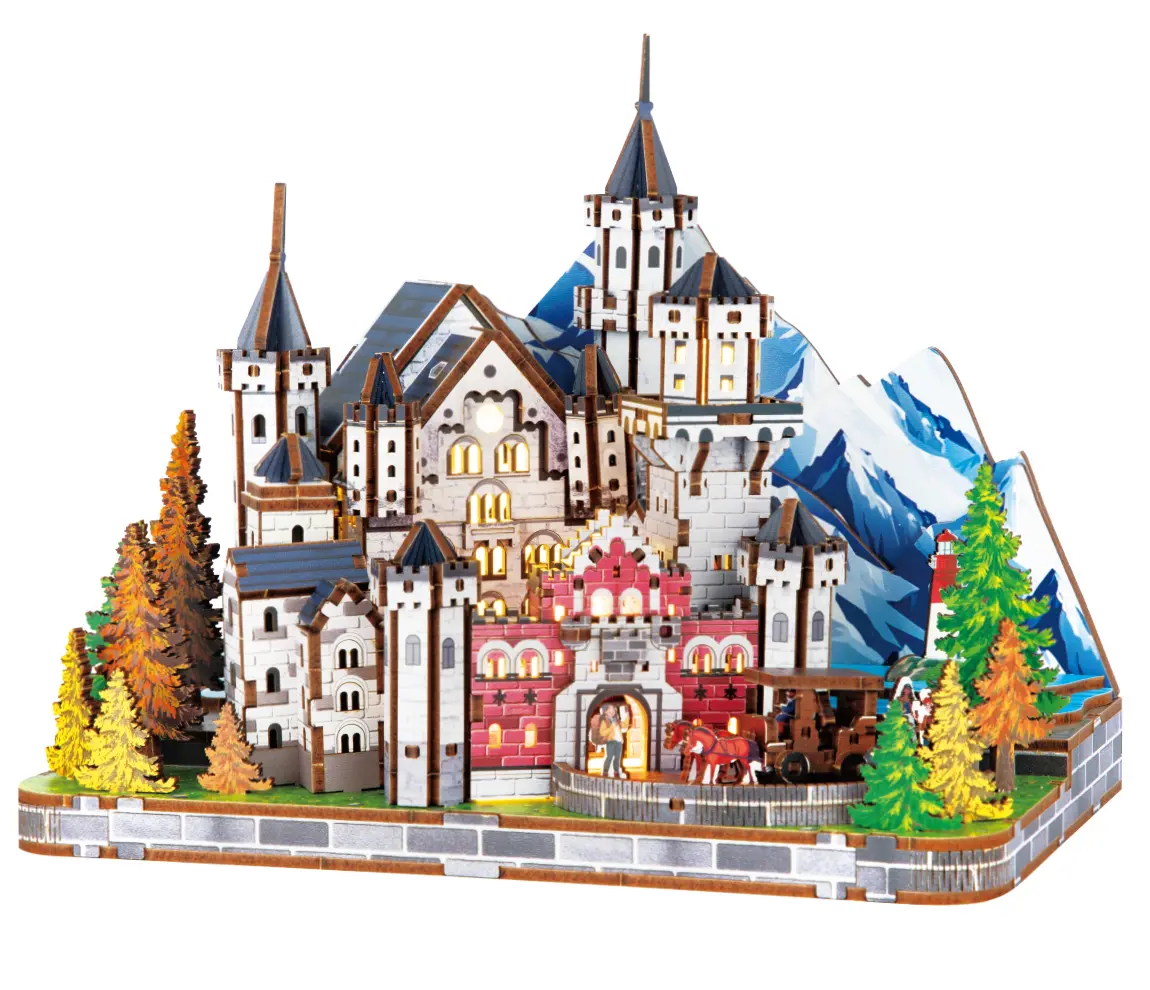 2Kids Toys 3D dřevěná skládačka Miniaturní scéna Zámek Neuschwanstein 273 dílků