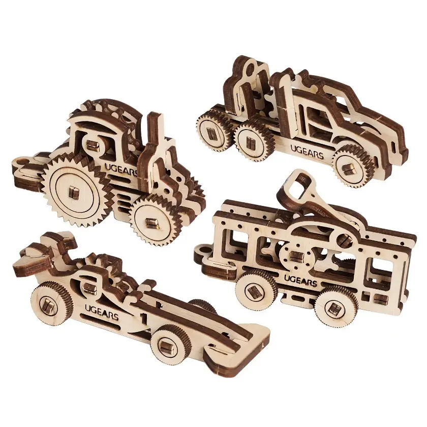 3D mechanický model - U-Fidget, Vozidla 4ks (Ugears)
