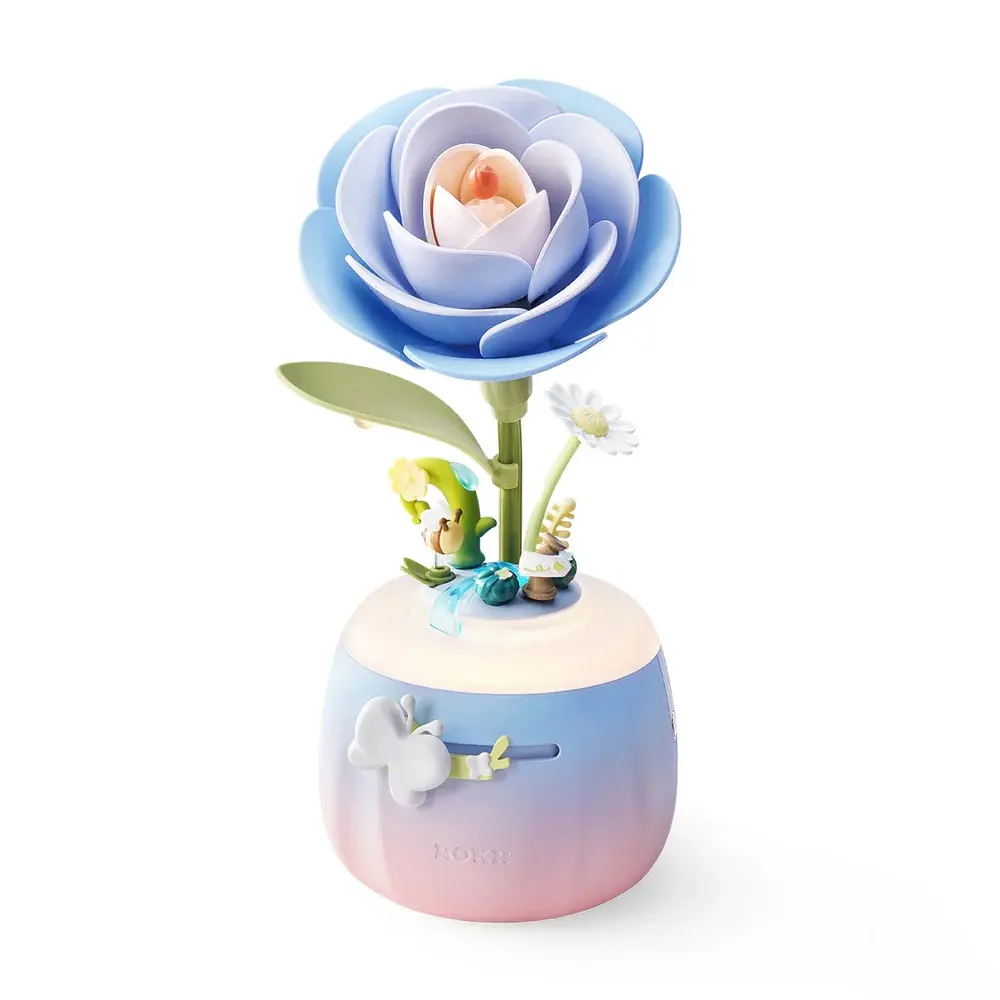 RoboTime 3D mechanická skládačka - Noční aroma lampa: Kamélie modrá