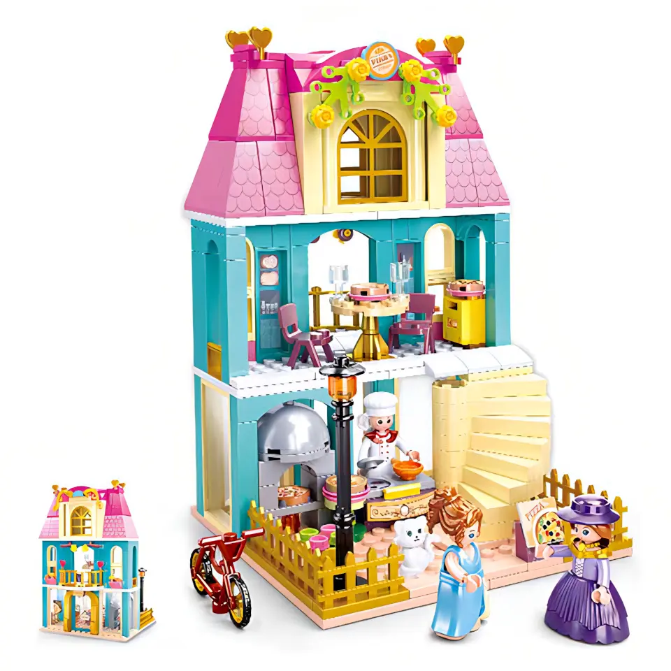 Sluban Stavebnice Girls Dream Village - Dvoupatrový dům s podkrovím