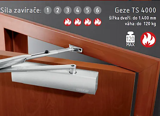 Zavírač ACT Geze TS 4000 (1-6) - STŘÍBRNÝ,