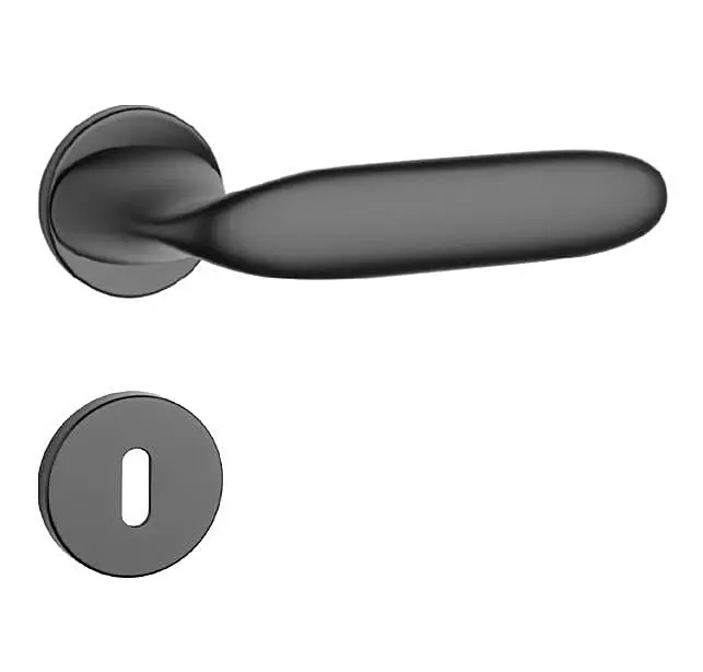 Dveřní kování MP Peonia - R 7S (BS - Černá matná), klika-klika, WC klíč, MP BS (černá mat)