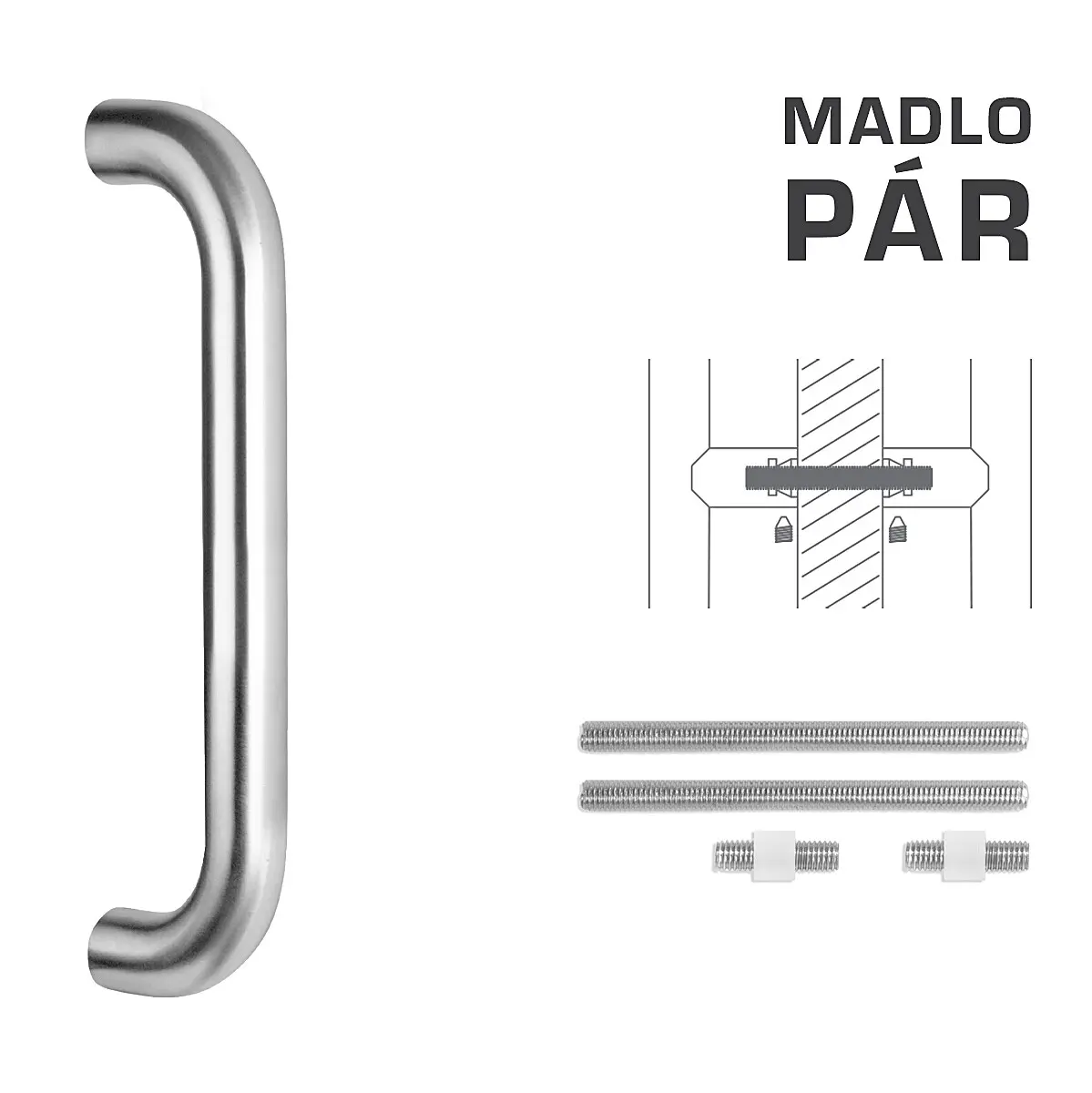 DVEŘNÍ MADLO MP K01 Ø 32 mm UN - pár (BN - Broušená nerez), MP BN (broušená nerez)