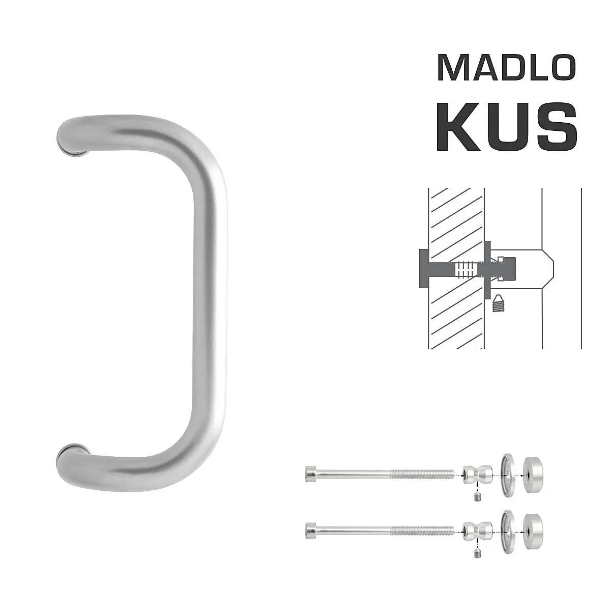 DVEŘNÍ MADLO MP M2 WA/C-DHP - ks (BN - Broušená nerez), MP BN (broušená nerez)